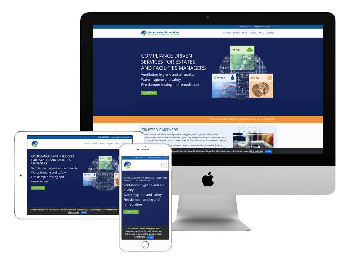 Airmec Essential Services Responsive Web Design For Mobile, Tablet and Desktop