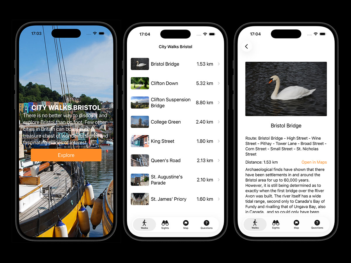City Walks Bristol iOS app