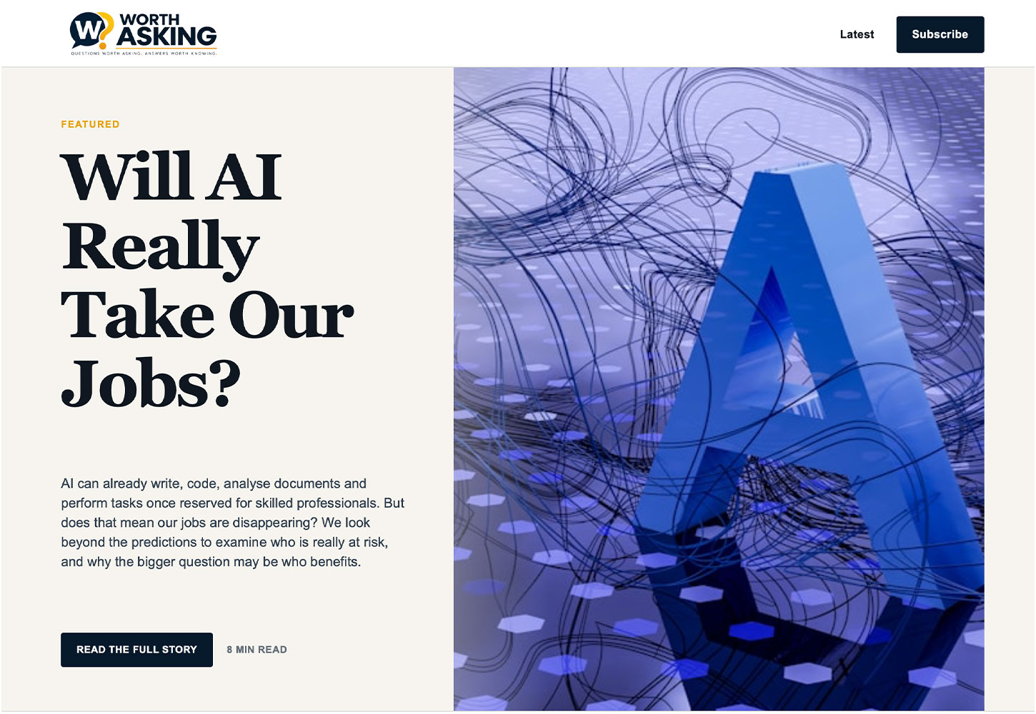 Worth Asking website designed by Somerset Web